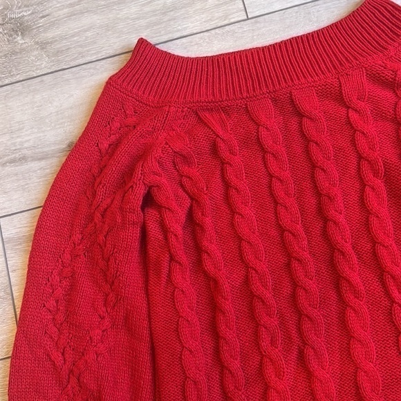 𝅺soho off the shoulder nwt red cable knit sweater size large - Picture 4 of 7